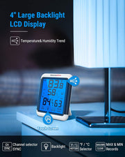 LABART TP65 Digital Wireless Hygrometer Temperature Humidity Monitor with Jumbo Touchscreen and Backlight